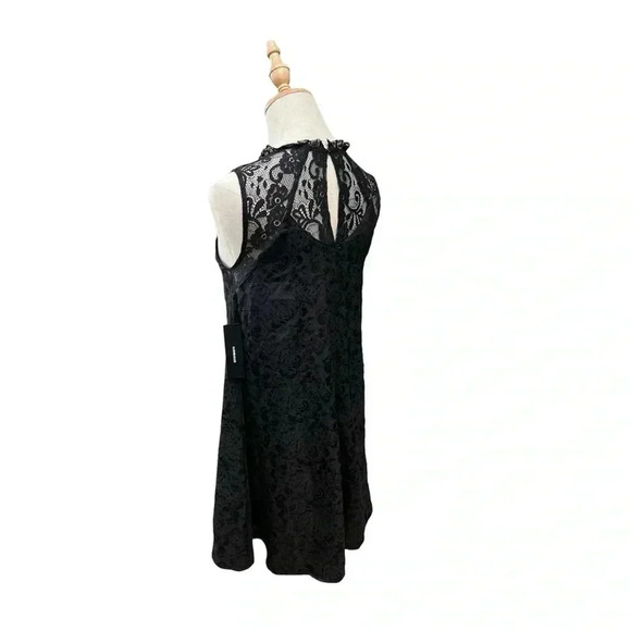 NWT Lulus Evidently in Love Black Floral Embossed Satin Swing Dress XS - Picture 5 of 10